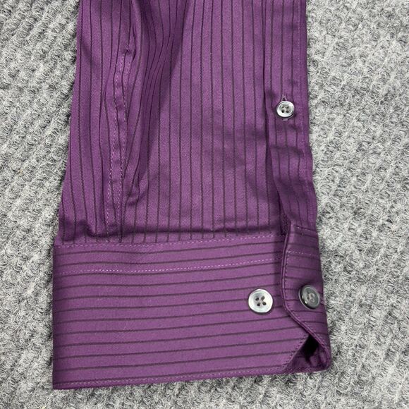 VTG APT 9 Luxury Shirt Mens XL Purple Black Striped Modern Fit Button Down NWT - Picture 12 of 16